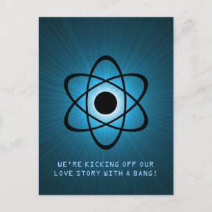 Atomic Save the Date Postcard, Blue Announcement Postcard