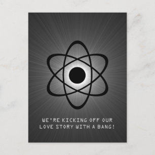 Atomic Save the Date Postcard, Gray Announcement Postcard