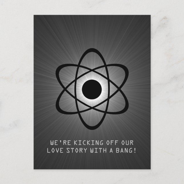 Atomic Save the Date Postcard, Gray Announcement Postcard (Front)