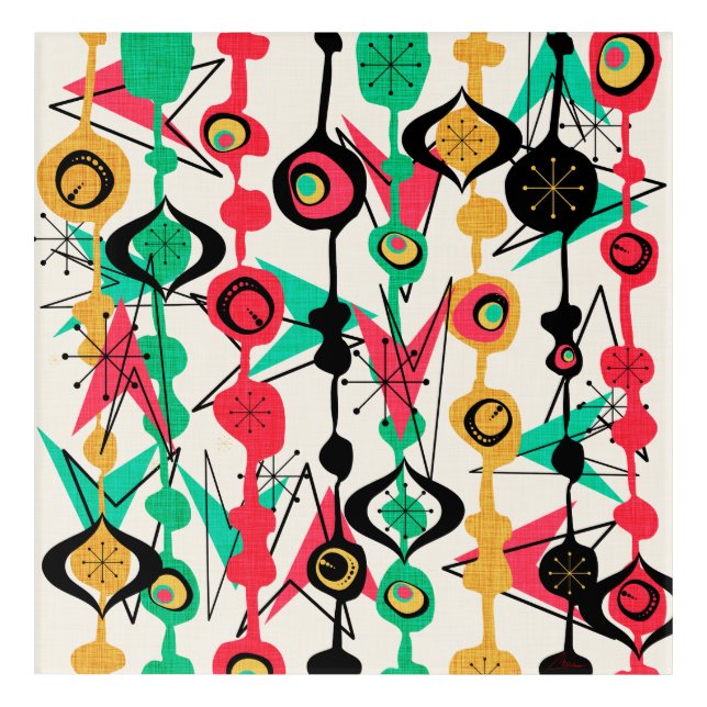 Atomic Shapes Mid Century Modern Style Acrylic Print (Front)