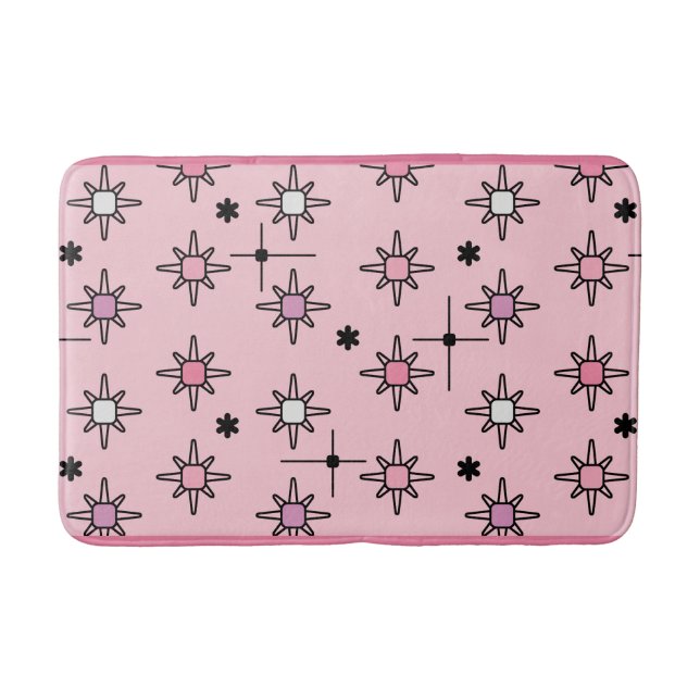 Atomic Sky Starbursts Pink Bath Mat (Front)