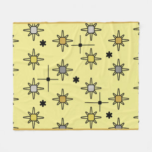 Atomic Sky Starbursts Yellow Gray Fleece Blanket
