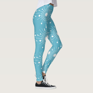 Atomic Snowflake Christmas Mid Century Modern MCM Leggings