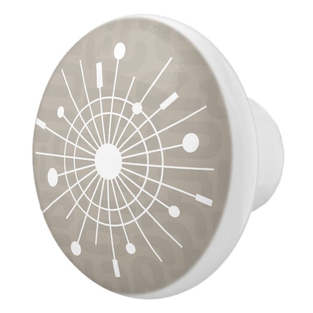 Atomic Snowflake Starburst Sputnik MCM Ceramic Kno Ceramic Knob (Right)