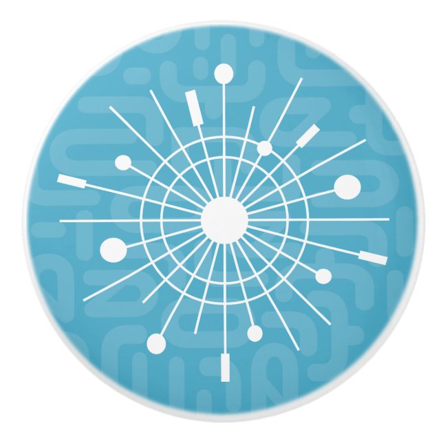 Atomic Snowflake Starburst Sputnik MCM midcentury Ceramic Knob (Front)