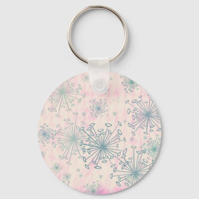 Atomic Snowflakes Retro Pink Keychain (Front)