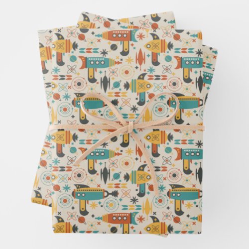 Atomic Space Gun Mid Century Wrapping Paper