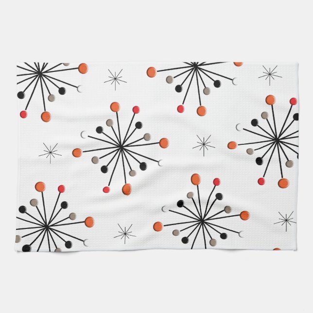 Atomic Sphere Star Burst Retro Patern Kitchen Towel (Horizontal)