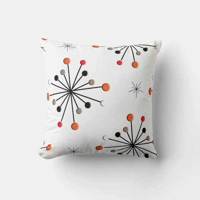 Atomic Star Burst Retro Pattern Throw Pillow (Front)