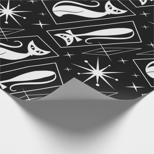 Atomic Star Cat MidCentury Modern Christmas MCM Wr Wrapping Paper