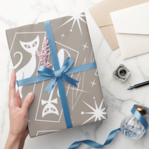 Atomic Star Cat MidCentury Modern Christmas MCM Wrapping Paper