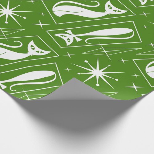 Atomic Star Cat MidCentury Modern Christmas MCM Wrapping Paper