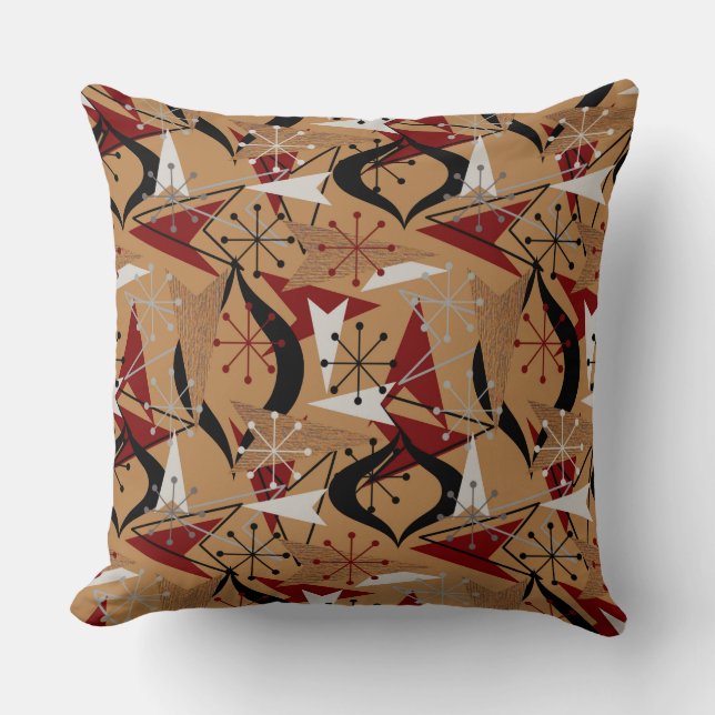 Atomic Starburst and Arrows | Fifties Mid-Century Throw Pillow (Front)