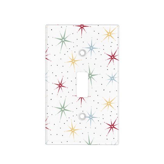 Atomic Starburst And Dots Mid Century Light Switch Cover