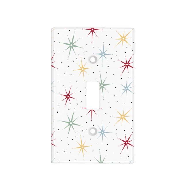 Atomic Starburst and Dots Mid Century Light Switch Cover (Front)