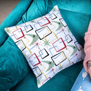 Atomic Starburst Boomerang Squares Mid Century Throw Pillow