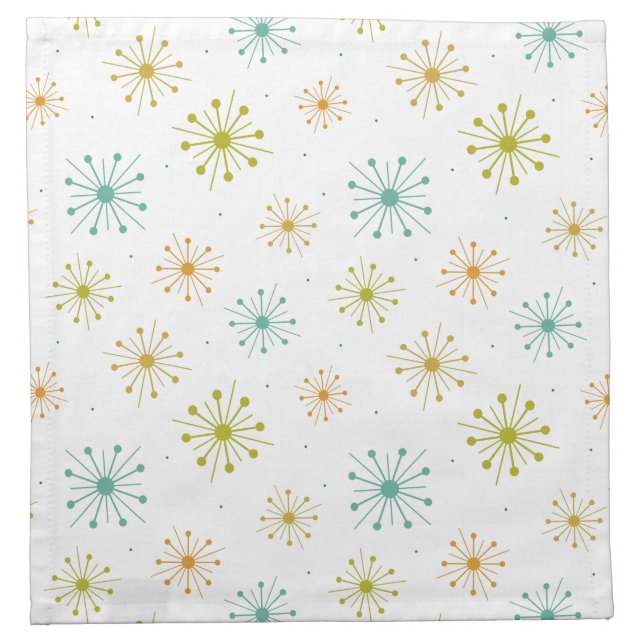 Atomic Starburst Fireworks Retro Mid-century Cloth Napkin (Front)