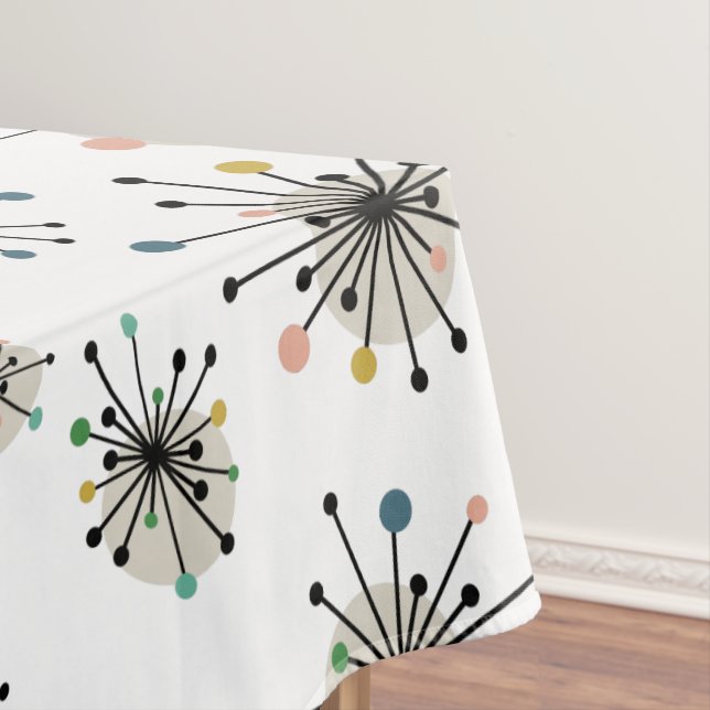 Atomic Starburst Large Motif Mid Century Tablecloth (In Situ)