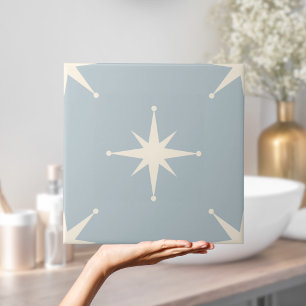 Atomic Starburst Mid Century Modern blue Ceramic Tile