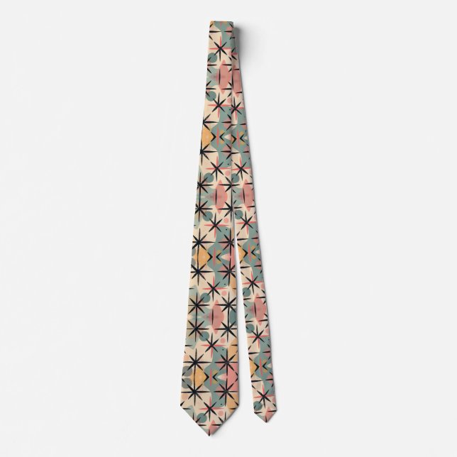 Atomic Starburst Mid Century Modern pastel  Neck Tie (Front)