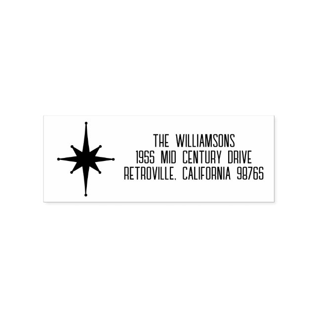 Atomic Starburst Mid Century Modern Retro Minimal Rubber Stamp (Imprint)