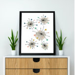 Atomic Starburst Mid Century Modern Styled Poster<br><div class="desc">This mid-century modern artwork features shooting starbursts in the colors of turquoise blue,  orange,  tan,  green,  blue,  and black. This will make a fabulous addition to your retro home decor!</div>