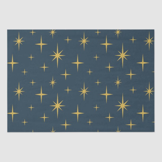 Atomic Starburst Navy, Mustard Tissue Paper (Front)