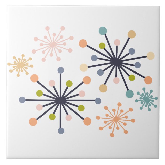 Atomic Starburst Pastels Ceramic Tile (Front)