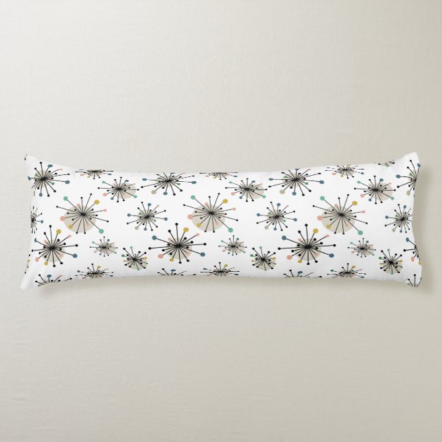 Atomic Starburst Pattern Mid-century Body Pillow (Front)