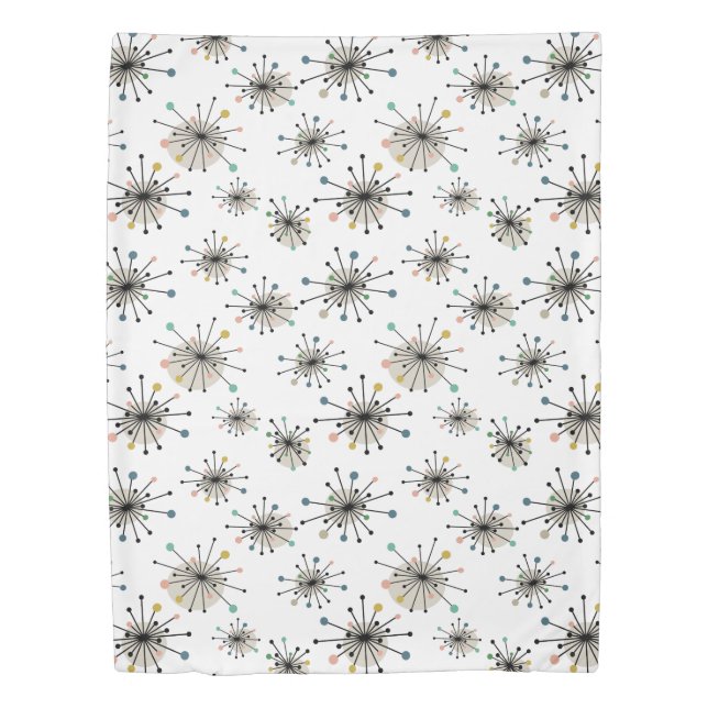 Atomic Starburst Pattern Mid Century Modern Duvet Cover (Front)