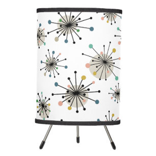 Atomic Starburst Pattern Mid Century Modern Tripod Lamp