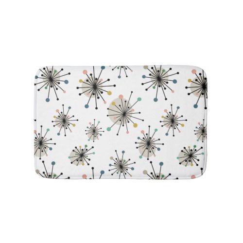 Atomic Starburst Pattern Retro Mid Century Modern Bath Mat