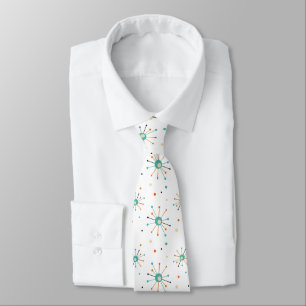Atomic Starburst Pattern Retro Mid Century Modern Neck Tie