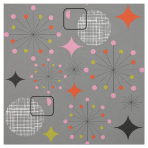 Atomic Starburst Retro Design Fabric