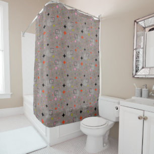 Atomic Starburst Retro Design Shower Curtain