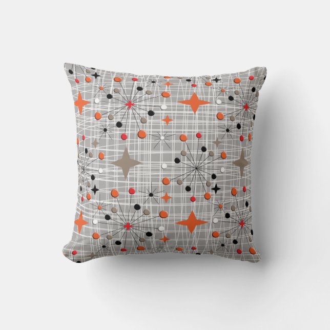 Atomic Starburst Retro Design Throw Pillow (Front)