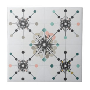 Atomic Starburst Retro Mid Century Modern Ceramic Tile