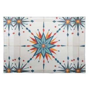 Atomic Starburst Retro Mid Century Modern Cloth Placemat