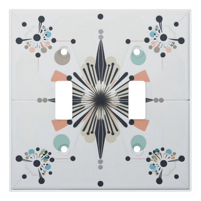 Atomic Starburst Retro Mid Century Modern Light Switch Cover (Front)