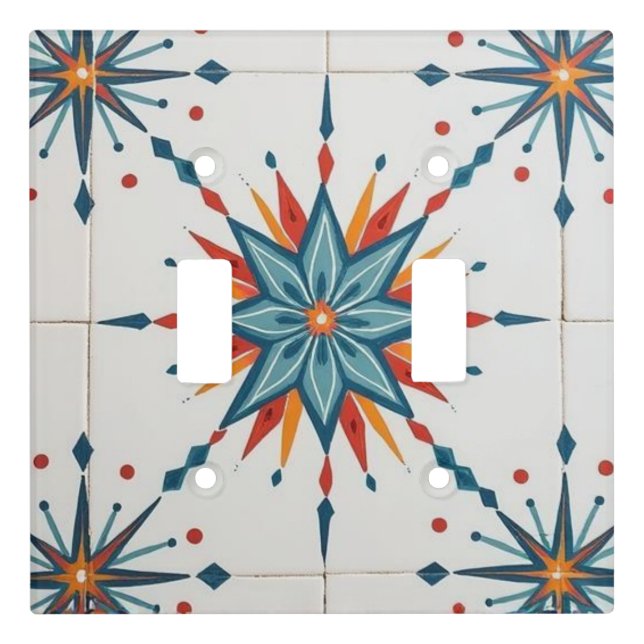 Atomic Starburst Retro Mid Century Modern Light Switch Cover (Front)