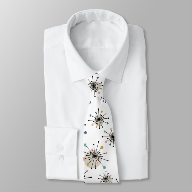 Atomic Starburst Retro Mid Century Modern Neck Tie (Tied)