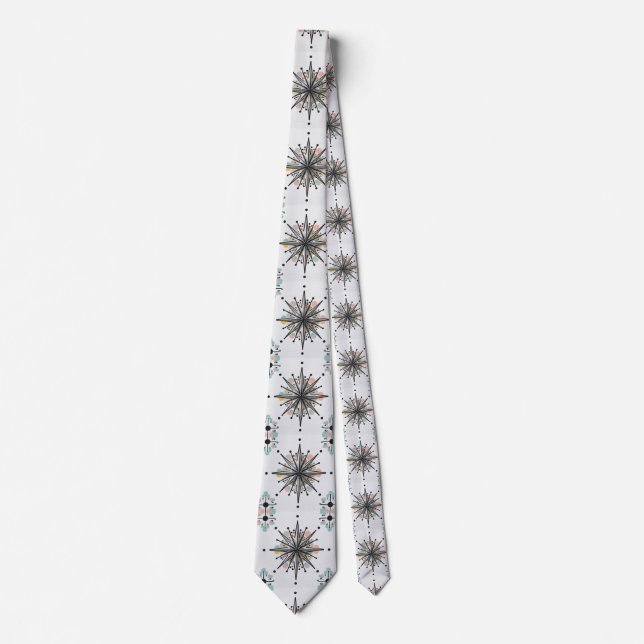 Atomic Starburst Retro Mid Century Modern Neck Tie (Front)