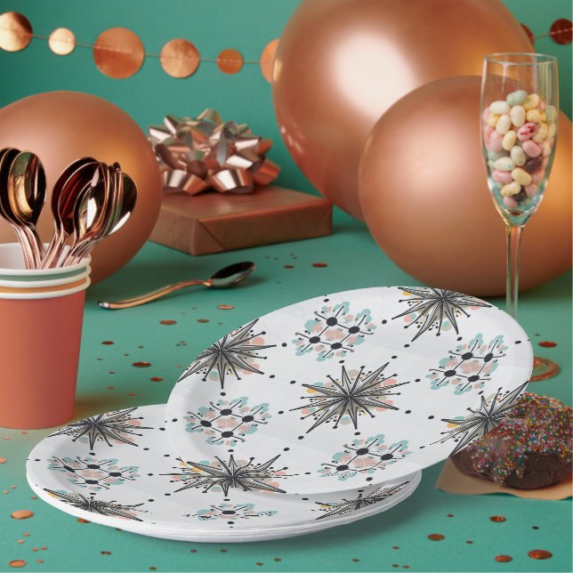 Atomic Starburst Retro Mid Century Modern Paper Plates (Multi)