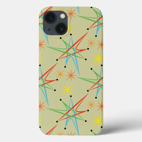 Atomic Starburst Retro Multicolored Pattern iPhone 13 Case