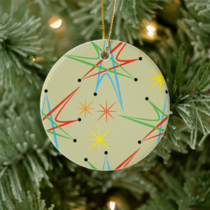 Atomic Starburst Retro Multicolored Pattern Ceramic Ornament