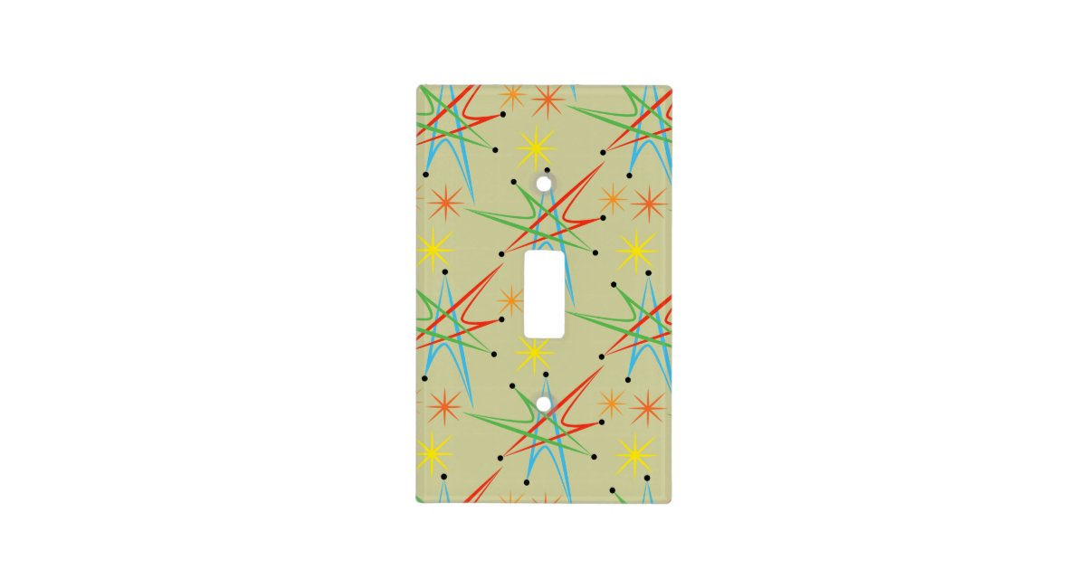Atomic Starburst Retro Multicolored Pattern Light Switch Cover Zazzle Com