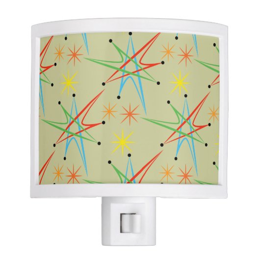 Atomic Starburst Retro Multicolored Pattern Night Light (Front)