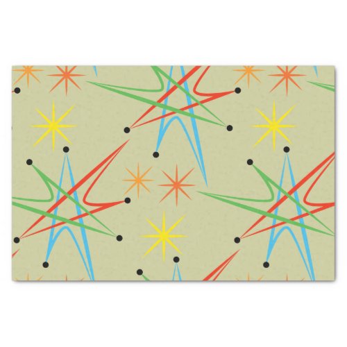 Atomic Starburst Retro Multicolored Pattern Tissue Paper