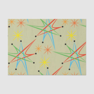 Atomic Starburst Retro Multicolored Pattern Tissue Paper