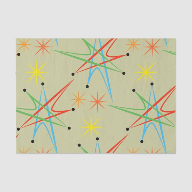 Atomic Starburst Retro Multicolored Pattern Tissue Paper (Front)